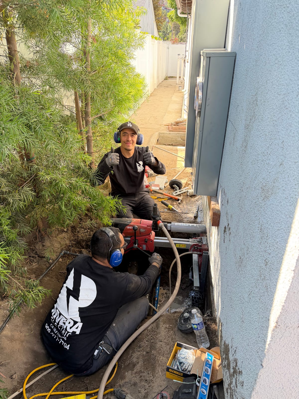 Underground service installation by Rivera Electric crew